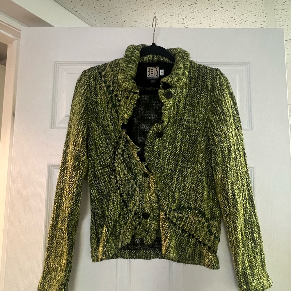 BETS by Canvasbacks Green Knit cardi size S